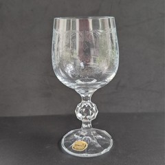 Vintage NIB: Six (6) Fine Crystal WINE GLASSES; CASCADE Bohemia Czechoslovakia
