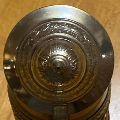 DBGM Original Vintage Signed German Ceramic Painted Glazed Pewter Lid Beer Stein