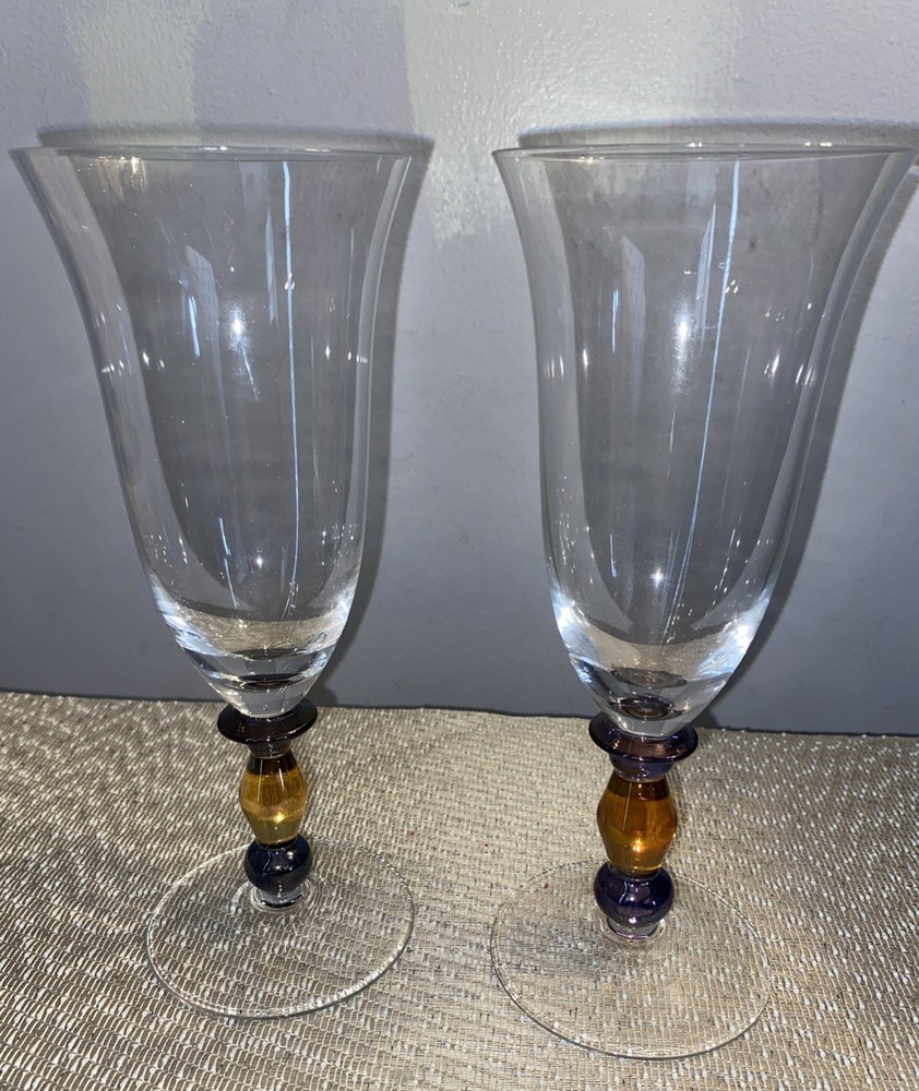 Mikasa Estate Clear/Amber Iced Tea Glasses Set Of 2