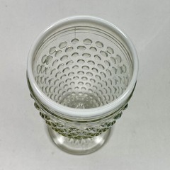 Goblet Water Cup Blue Opalescent Moonstone Hobnail Anchor Hocking Glass Lot Of 5