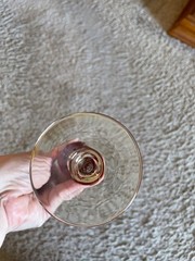 Pier 1 Set of 2 Amber Luster Red Jewel Champagne Glasses Flute 11 1/2” in Height