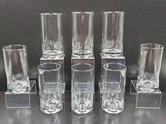 (8) Libbey Crisa Impressions Cooler Glasses Set Clear Pinched Sides Bar Ware Lot