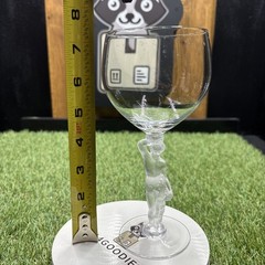 Vintage Bayel Crystal Bacchus Male Nude Frosted Figural Stem Wine Glass 7 1/4″