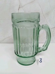 6 Vtg Anchor Hocking Green Tankard Beer Mug Glasses Line Lites Ribbed
