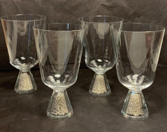 Set of 4 Oleg Cassini Pearl Iced Wine Glasses Signed 6 1/8 in.