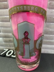 Souvenir Glass Tumbler Vintage Gettysburg Pa. Memorials Aqua & Gold, 70’s?, #703