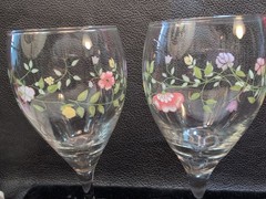 Set of 2 Johnson Brothers Summer Chintz 12 ounce goblets 7 3/8in