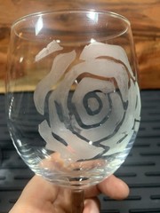 Frosted Rose Flower Wine Clear Glasses, Set Of 2