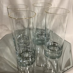 Crisa by Libbey Gold Rimmed 6” Ice Tea Glass – Set of 4 VGC