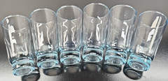 (6) Duz Crystal Star Sapphire 2.5 Oz Tumblers Set Vintage Blue Glasses MCM Lot