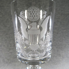 Bicentennial Etched/Engraved Crystal Goblet Hand Blown 1976 USA Bald Eagle