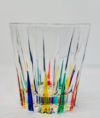 MidCentury Italian Multicolor Starburst Crystal Bar Set Ice Bucket & Tumblers