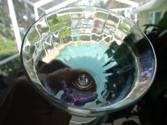 MCM West Virginia Glass Iridescent Lustre Optic Low Sherbet Champagne Stem 40