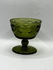Vintage Bartlett Collins Manhattan Bullseye Desserts Green Glass Indiana