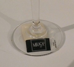 4 Mikasa Ribbon Holly Gold Rimmed Wine Glasses Austria Crystal NOS In Box