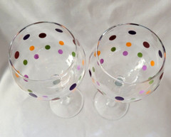 SET OF 2 PAMPERED CHEF SIMPLE ADDITIONS DOTS BALLOON WINE GOBLETS 8 7/8″