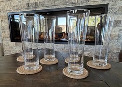 Vintage Heavy Bottomed Crystal Beer Pilsner Tapered Tall Glasses 23oz Set of 6