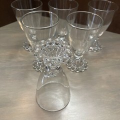 6 Anchor Hocking Water, Wine, Juice Goblets Beaded Base. Berwick 4.5″ Vtg