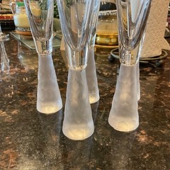 Set of 5 «Roost» San Francisco Champagne Flutes;Honeycomb Frosted Stems 10″x2.5″