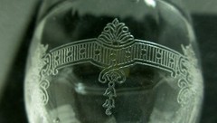 6 Vintage Bryce Crystal Sherry Liquor Cordial Glass Torch Etch # 415 Optic Bowl