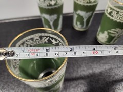 Set of 4 Vintage Wedgwood Jasperware Jeanette Green Hellenic 5″ Drinking Glasses