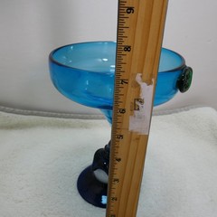 Hand Blown Glass Rustic Ball/Claw Large Twist Stem Martini Goblet-Applied Prunt
