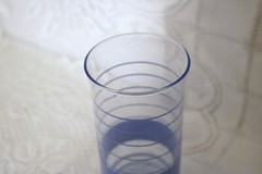 LIBBEY GLASS CO BLUE BANDS & RINGS 5 1/2″ Water Drinking Tumblers Glasses Qty 4