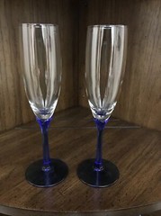 Libbey Domaine Cobalt Blue Stem Vintage Flutes 9 Inches