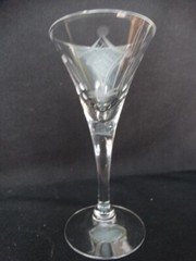 Unknown Maker UNK14153 Wheel Cut Lattice Dots Trumpet Cordial Stem(s) Excel Cond