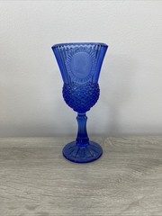 1976 Fostoria AVON Bicentennial George Washington Cobalt Blue Chalice Goblet