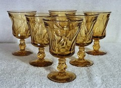 Set of 6 Fostoria Jamestown Amber Footed 5 7/8″ inch 8oz Water Goblets