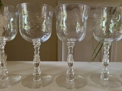 Fostoria Vintage Water Goblet Wine Glass Clear CELLINI LOOP OPTIC 7 1/8″ BUY 1