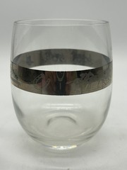 Set Of 3 VTG 1970 Dorothy Draper Style SILVER BAND Tumblers HORSE RACING JOCKEYS