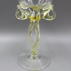 Jozefina Krosno Poland Art Glass Wine Stem Goblets Set Of 4, 1 UV Reactive