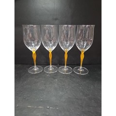 Mikasa Crystal Tuscan Wine Glasses, Yellow Stem, Set of 4, Art Deco Drinkware