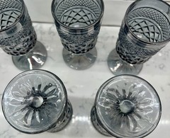 Vintage Anchor Hocking Wexford Metallic Smoke Wine/ Cordial Glasses (5)