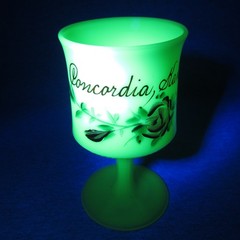 Uranium Custard Glass Wine Goblet Stem Concordia Kansas Black Light Glow