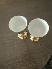 Vintage Arita Ceramic And Brass Wine Goblets 5.5 » Tall