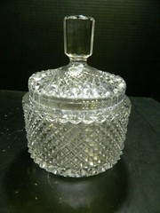 Vintage Crystal Diamond Hobnail Covered Biscuit Jar 8.43″ x 6″ x 6″ Excellent