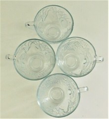 4 Fruitella Clear Glass Punch Cups Mugs Fruit Grape Pear Vintage