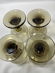 4 Vintage Libbey Accent Tawny Smoke 6 1/2 oz Wine Juice Footed Glasses – NEW