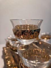 RARE Design Vintage 22K Gold Trimmed Cordial/Bar/Punch Cup Mid Cent. Set/10