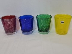 Reed & Barton Miller Rogaska Rainbow Stardust Blown Glass Tumblers Set Of 4