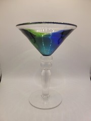 Pier One Martini Glass Blue and Green Swirl