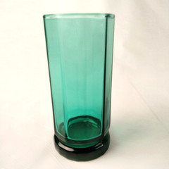 2 Vintage Anchor Hocking Essex Green 10 oz. 10-Sided Glasses
