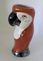 Vintage Parrot Tiki Mug Ceramic Macaw Vase Barware Sandstone Red 18oz DW125G