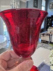 Set of 6 Home Studio Heartland Amber Red Glass Goblets 8” Tall – Pristine