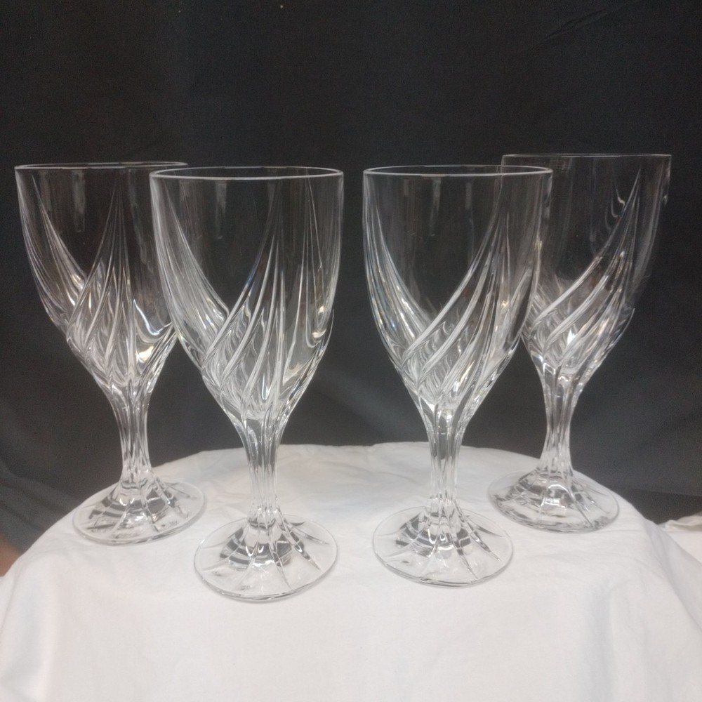 Lenox Debut Crystal Feather Cut 7×3/4 Wine Glasses Set Of 4 New