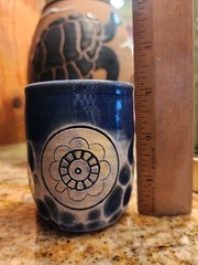 Studio Art Pottery Cup Blue Glazed Signed D. Snider Drinking Cup Trinket Holder