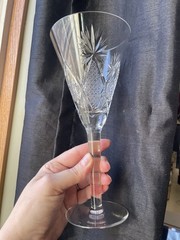 Vintage Cut Crystal Fluted Champagne Glass Large 8 7/8″ , 8fl oz Cocktail Party